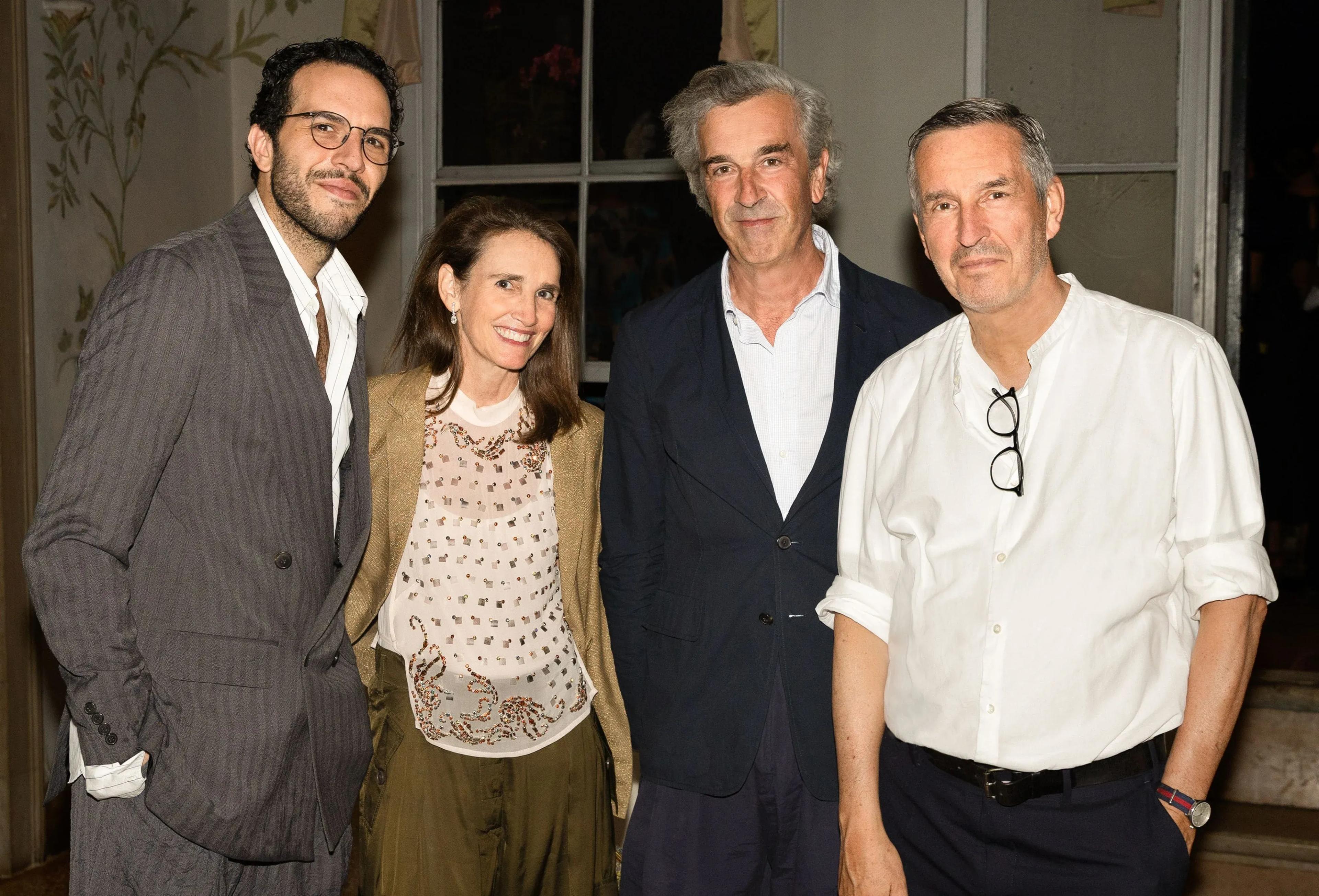 Julian Klausner, Ana Trias, Jose Manuel Albesa and Dries Van Noten posing together at the Venice event